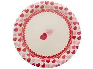 Bulk Buys PA910 - Romantic Sweet Greetings Round Plates Set for Parties