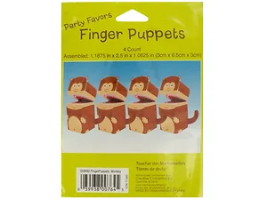 Bulk Buys PA957 - Cute Monkey Finger Puppets - 4-Piece Party Favors Set