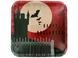 Bulk Buys PA969 - Haunted Mansion Halloween Square Dinner Plates Set
