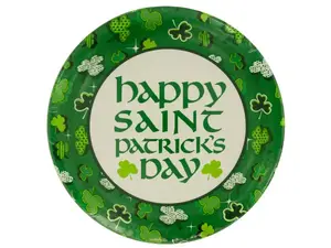 Bulk Buys PA983 - St. Patrick's Day Shamrock Round Party Plates Set