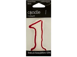 Bulk Buys PA995 - Stylish White/Red Birthday Candle - Number 1