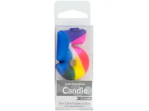 Bulk Buys PA998 - Colorful Tie Dye Number 5 Birthday Candle