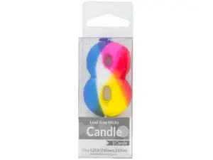 Bulk Buys PB444 - Colorful 8th Birthday Tie Dye Pick Candle