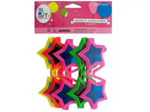 Bulk Buys PB462 - Colorful Star-Shaped Party Sunglasses Set - 5 Pack