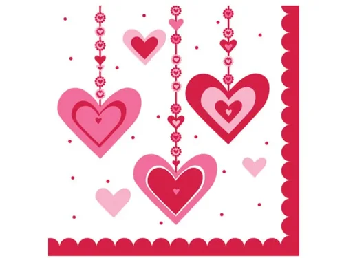 Bulk Buys PB482 - Romantic Heart Lunch Napkins for Special Occasions
