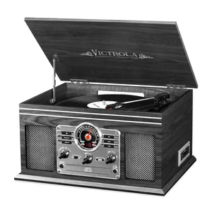 Innovative Technology INN-ITVS-200B-GRY - Victrola 6-in-1 Bluetooth Record Player with FM Radio