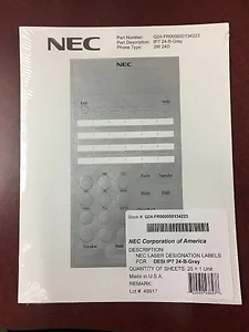 Sharp Nec NEC-Q24-FR000000134223 - Gray Designation Labels for 24-Button Telephones (25-Pack)