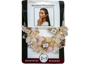 Bulk Buys KA649 - Stylish Beaded Ponytail Holder for Effortless Fashion
