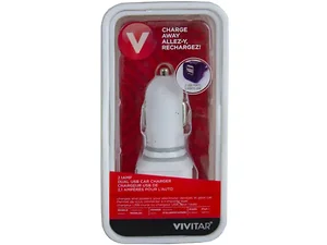 Bulk Buys EC385 - Vivitar Dual Slot USB Car Charger - 2.1 Amp Output