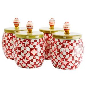 Urban Market 122868.01 - Charming Red 4-Piece Durastone Canister Set