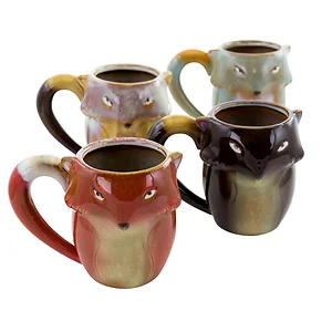 Gibson 121301.01 - Home Fox Shaped Stoneware Mug Set, 18 Ounce, 4 Pieces