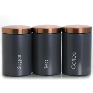 Megachef MC-311G - Matte Gray Kitchen Canister Set with Copper Lid - 3 Piece