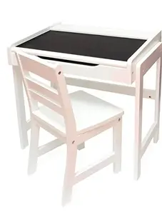 Clipper 654WH - White Children's Desk and Chair Set with Chalkboard Top