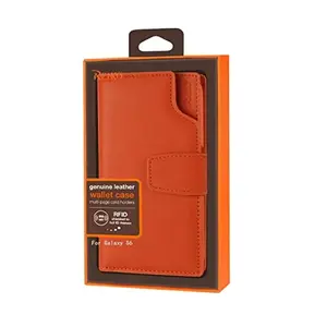 Samsung GLFC02-SAMS6TGR - REIKO Genuine Leather Wallet Case for Samsung Galaxy S6 - Tangerine