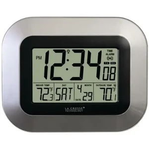 Lacrosse Technology WS-8115U-S - Atomic Digital Wall Clock with Indoor/Outdoor Temperature