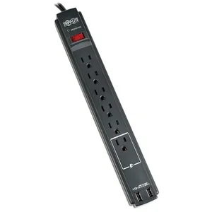 Tripp Lite TLP606USBBTAA - Surge Protector Power Strip 120V USB 6 Outlet 6' Cord 990 Joule TAA - 6 x NEMA 5-15R - 1875 VA - 990 J - TAA Compliant