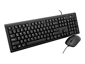 V7 9y5883 - Wired Keyboard and Mouse Combo - MX - USB Cable Spanish - Black - USB Cable Mouse - Optical - 1600 dpi - 3 Button - Black - Email, Internet Key, Play-Pause, Volume Control Hot Key(s) - Symmetric