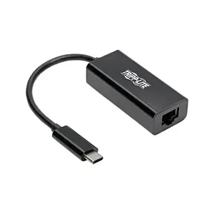 Tripp Lite U436-06N-GB - USB C to Gigabit Ethernet Adapter USB Type C to Gbe 10-100-1000 Thunderbolt 3 Compatible Black - USB 3.1 Type C - 1 Port(s) - 1 - Twisted Pair
