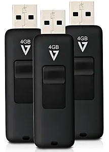 V7 VF24GAR-3PK-3N - 4GB USB 2.0 Flash Drive - 3-Pack - Black