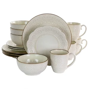 Elama EL-COUNTESS - Countess 16 Piece Stoneware Dinnerware Set - Ivory