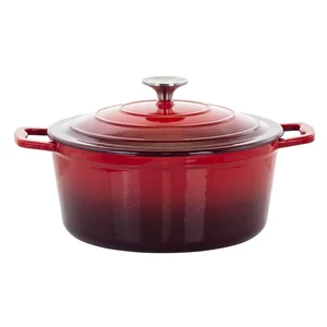 Megachef MG-CR25HR - 4 Quart Round Enameled Cast Iron Casserole - Red
