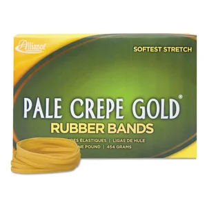 Alliance Rubber 20325 - Size #32 Crepe Gold Rubber Bands - 1LB Box