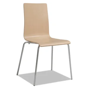 Safco Products SAF 4298BH - Safco Bosk Stack Chair - Beech Plywood Seat - Beech Plywood Back - Chrome Plated Steel Frame - Four-legged Base - 2 / Carton