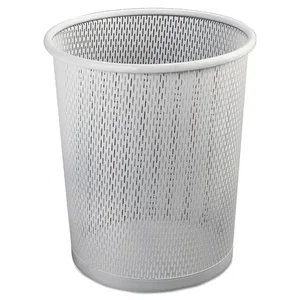 Artistic Products ART20017WH - Urban Collection Metal Wastebasket - White Satin Finish