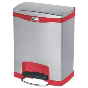 Rubbermaid RCP 1901993 - Commercial Slim Jim Metal 13G End Step Can - 13 gal Capacity - 28.8 Height x 11.6 Width - Stainless Steel, Poly - Black - 1 Each