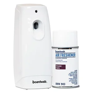 Boardwalk Cleaning Co. 1048866 - Cinnamon Sunset Air Freshener Starter Kit - White Dispenser