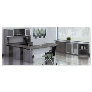 Safco Products MLN MNBDGLLGS - Mayline Left Hand Bridge - 24 x 48 x 29.5, 1 Work Surface - Beveled Edge - Material: Steel, Polyvinyl Chloride (PVC) Edge - Finish: Gray, Laminate, Silver