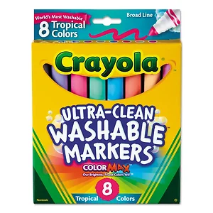 Crayola 587816 - Tropical Washable Markers, 8 Assorted Colors