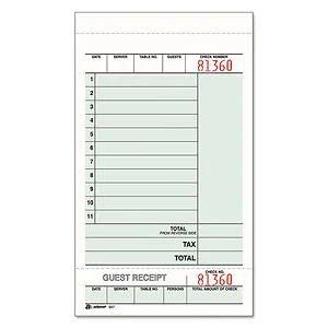 Tops Business Forms 947SWC - Carbonless Guest Check Pads - Duplicate 250 Pack