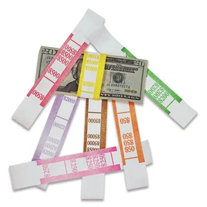 Iconex ICX 94190060 - Currency Straps - $100 Denomination - Sturdy, Color Coded, Adhesive - Kraft Paper - Blue