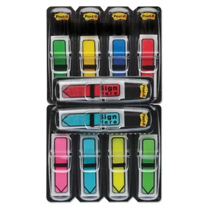 3m MMM 684ARR1 - Post-it® 1/2W Arrow Flags in On-the-Go Dispenser - Bright Colors - 20 x Blue, 20 x Green, 20 x Purple, 20 x Red, 20 x Yellow - 0.50 x 1.75 - Arrow, Rectangle - Unruled - Blue, Green, Purple, Red, Yellow, Assorted - Removable, Self-adhesive - 100 / Pack