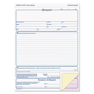Tops Business Forms NC3819 - 50-Pack Contractor Proposal Forms, Carbonless, 3-Part