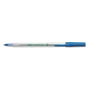 Bic BIC GSME509BE - ReVolution Round Stic Ballpoint Pen - Medium Pen Point - 1 mm Pen Point Size - Conical Pen Point Style - Blue - Semi-transparent Barrel - 60 / Box