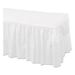 Hoffmaster 110010 - White Plastic Table Cover Skirt 29" x 14 ft - 6 Carton