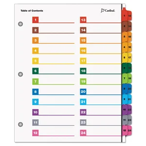 Tops Business Forms CRD 60990 - Cardinal OneStep Printable Dividers - 52 Print-on Tab(s) - 52 Tab(s)/Set - 8.5 Divider Width x 11 Divider Length - Letter - 3 Hole Punched - Multicolor Divider - Multicolor Tab(s) - 1 / Each