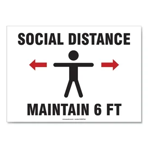 Accuform MGNG901VPESP - Social Distance Signage - 10 Pack, 10" x 7"