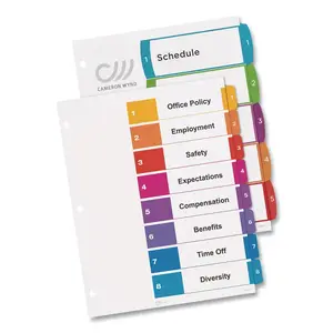 Avery Dennison AVE 11841 - Avery® Ready Index Custom TOC Binder Dividers - 8 x Divider(s) - Table of Contents, 1-8 - 8 Tab(s)/Set - 8.5 Divider Width x 11 Divider Length - 3 Hole Punched - White Paper Divider - Multicolor Paper Tab(s) - 8 / Set