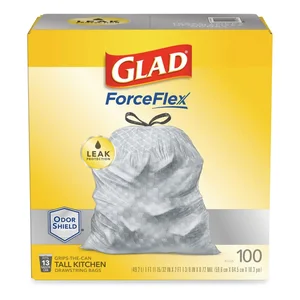 Clorox CLO 70427 - ForceFlex 13 Gallon Tall Kitchen Drawstring Trash Bags - 100 Count