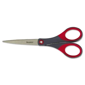 3m MMM 1448 - Scotch Precision Scissors - Straight Handles - 8 Overall Length - Left/Right - Stainless Steel - Red, Gray - 1 Each