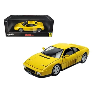 Hot Wheels V7437 - 1989 Ferrari 348 TB Yellow Diecast Model 1/18 by Hotwheels