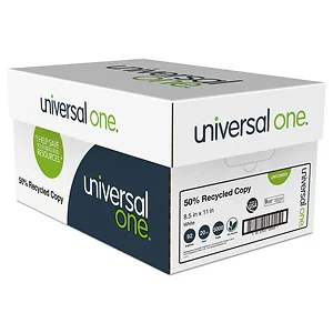 Universal Office Products UNV20050RM - White 20 lb 92 Bright Recycled Copy Paper, 500 Sheets
