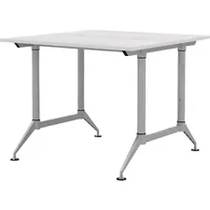 Safco Products SAF LD2SW - Mayline EVEN Standing Height 2-Person Dual Sided 24 x 60 Each User - Designer White Rectangle, Thermofused Laminate (TFL) Top - Powder Coated Silver Base x 60 Table Top Width x 24 Table Top Depth x 1 Table Top Thickness - 42 Height - Assembly Required