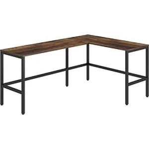 Lorell LLR 18312 - Soho L-Shape Metal Frame Desk - 67 x 47.3 x 29.5 x 1 - Material: Steel Frame - Finish: Black Powder Coat Frame, Vintage Oak Top, Laminate Top