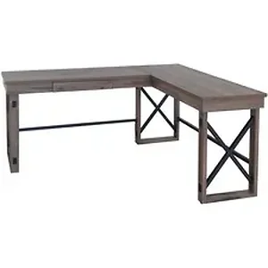 Lorell LLR 18316 - L-Shaped Industrial Desk - Gray Oak Top - 52.13 Table Top Width x 19.75 Table Top Depth - 29.50 Height x 67 Width x 52.13 Depth - Assembly Required - Fiberboard