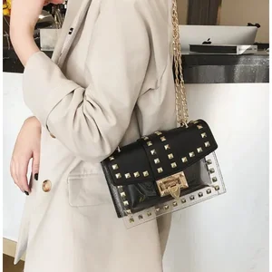 Claudia G Collection H0068.4 - Betty Clear Black Shoulder Bag with Removable Pouch