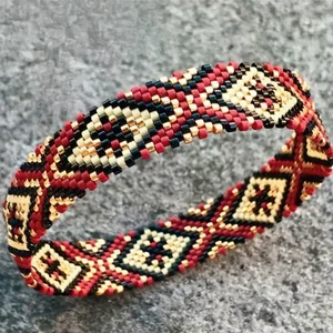 Claudia G Collection N9024.2 - Handcrafted Red Seed Bead Bracelet - Unique Artisan Piece